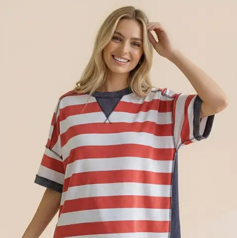 Red white and Blue Oversized top