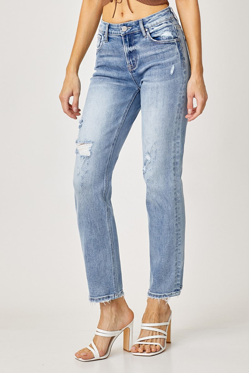 Boyfriend mild-rise mild distressed jeans-Risen - KC Outfitter