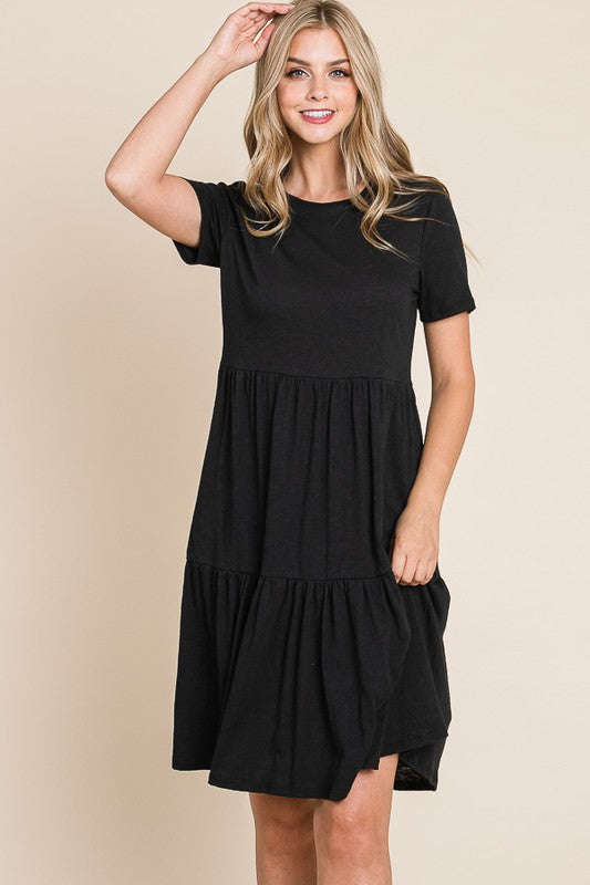 Tiered Midi Dress - black - KC Outfitter