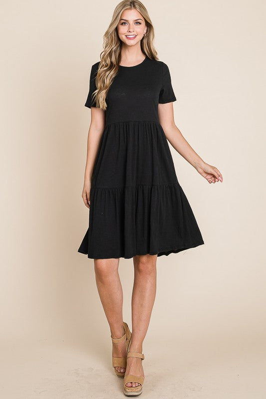 Tiered Midi Dress - black - KC Outfitter