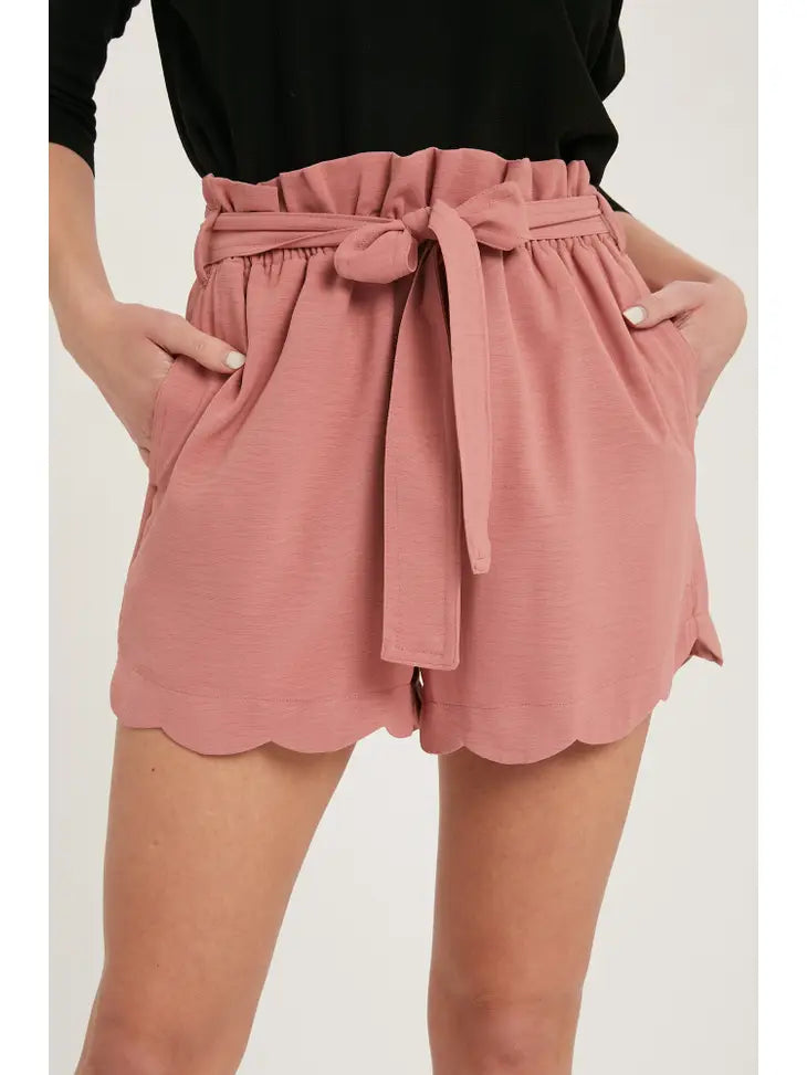 Scallop Hem High Waist Shorts - KC Outfitter