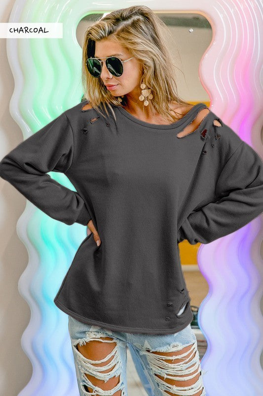 Laser Cut Charcoal Sweatshirt