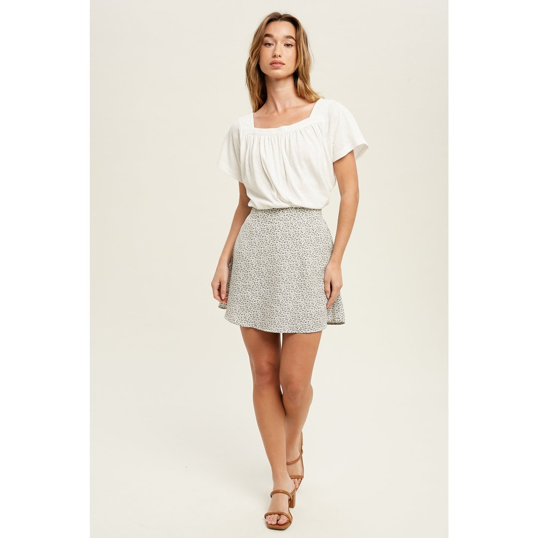 Square Neck Knit Top - White - KC Outfitter