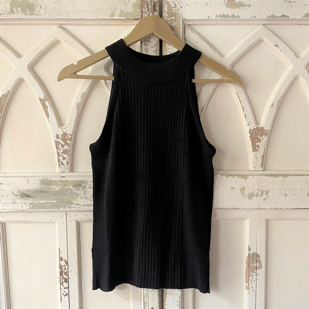 Ribbed Round Neck Tank - Black - KC Outfitter