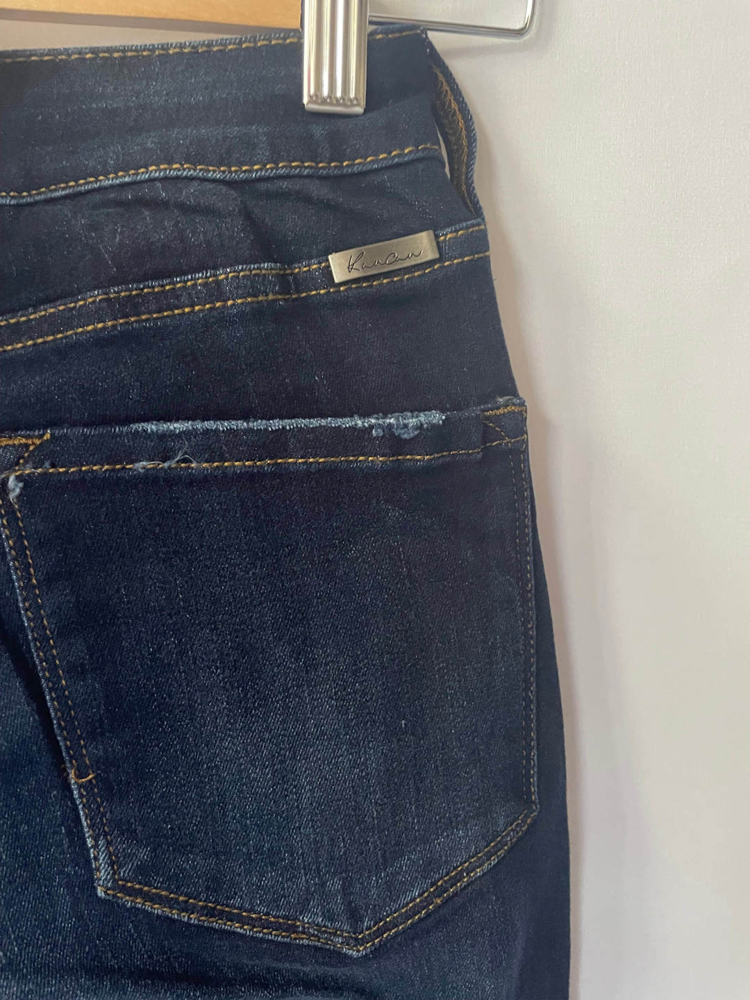 Curvy Button Front Clean Dark Jeans - Kacan