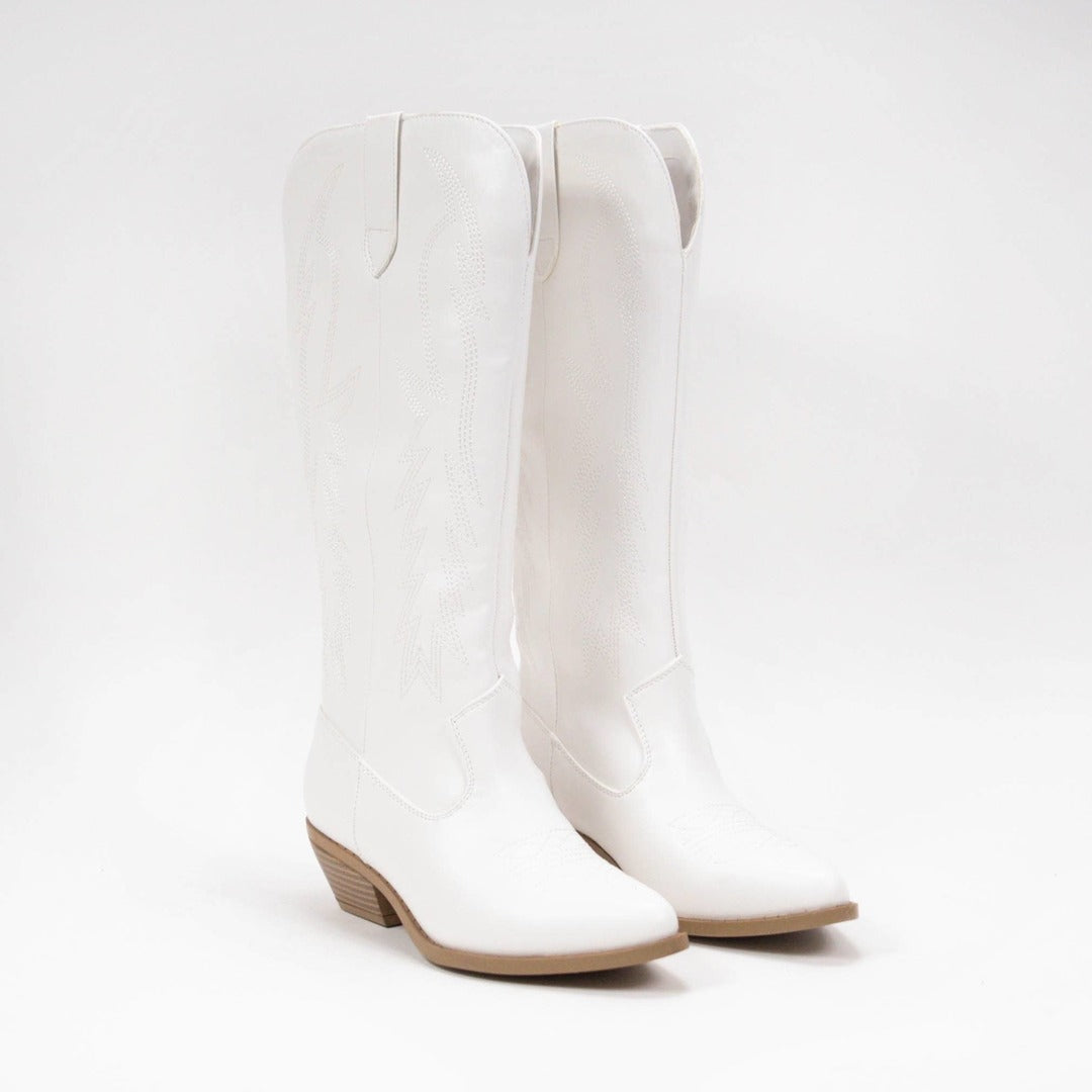 Cowboy Midcalf Boots Cocci - White - KC Outfitter