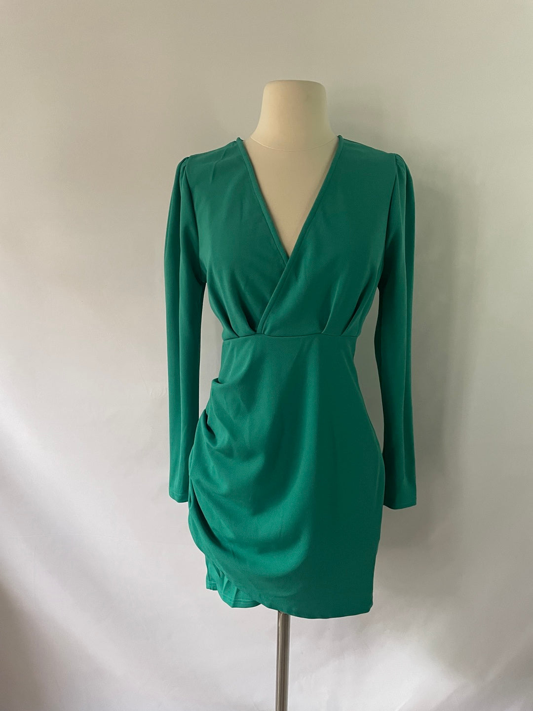 Pleat Faux Wrap Sheath Dress - Turquoise - KC Outfitter