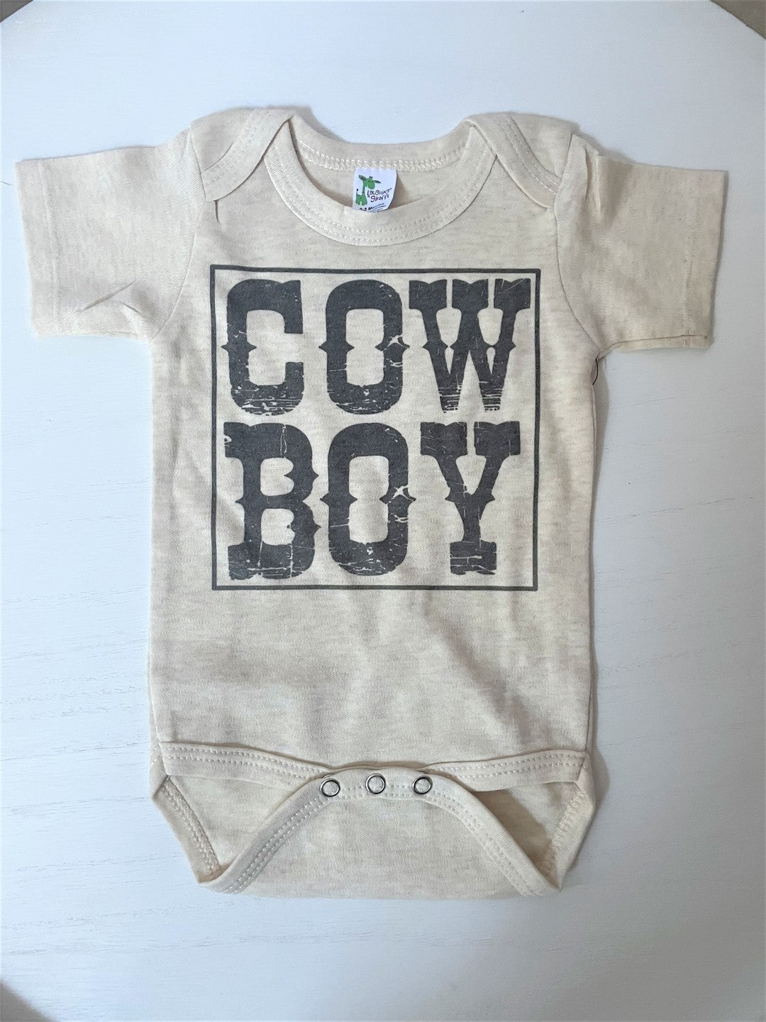 Cow Boy Twisted Filly Onesie - Oatmeal
