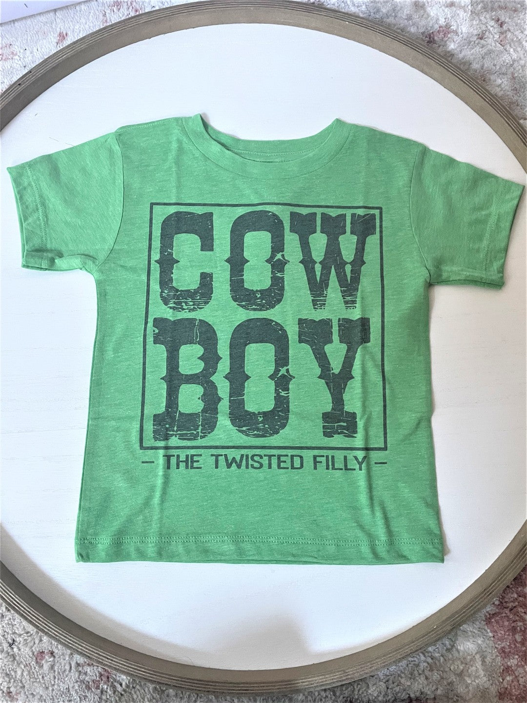 Cow Boy Twisted Filly Tee - Green