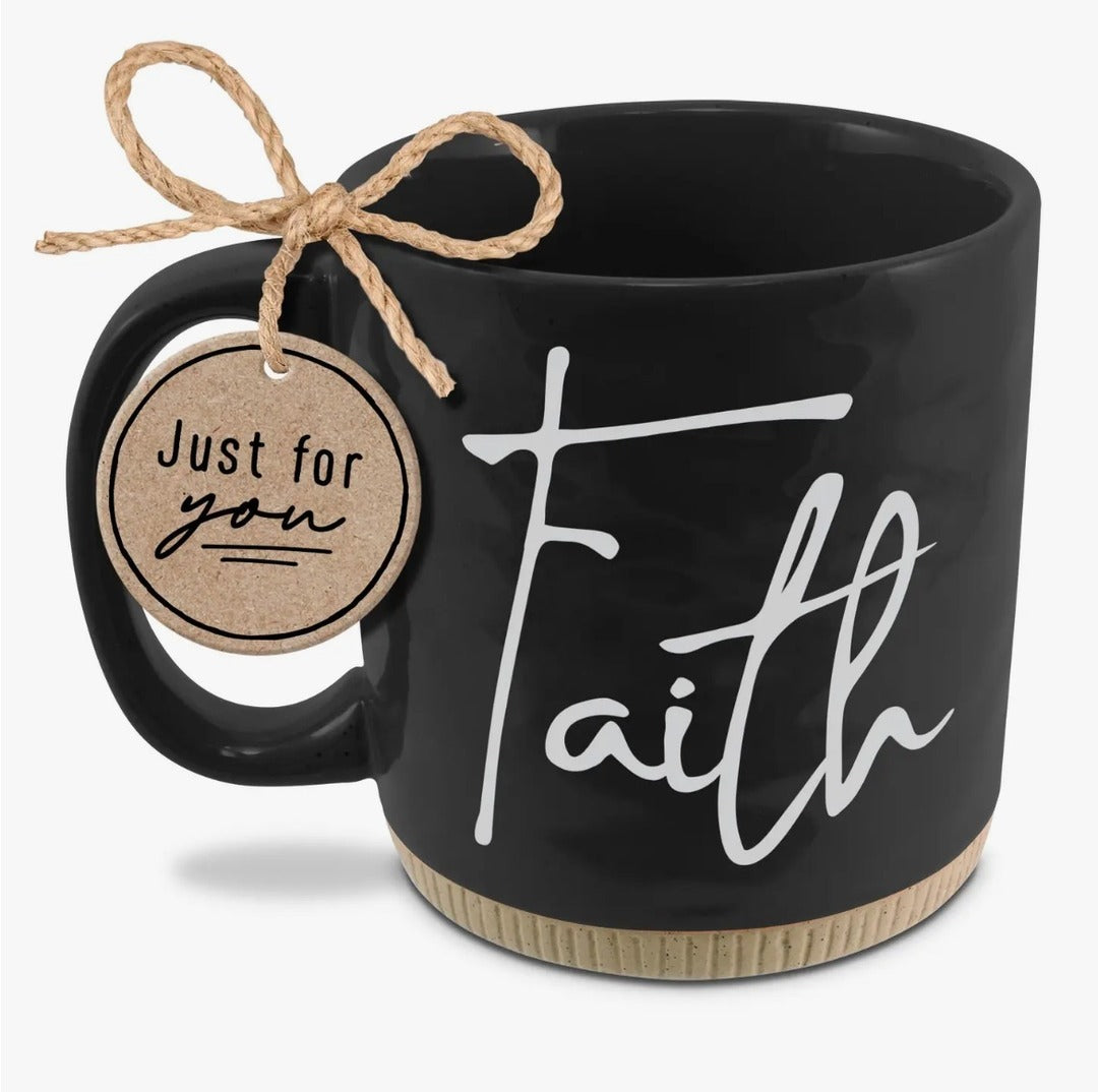 Cottage Garden - FAITH SCRIPT 16oz Black Coffee Mug Travel Mug - KC Outfitter