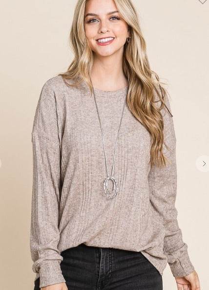 Relaxed Fit Knit Top - taupe