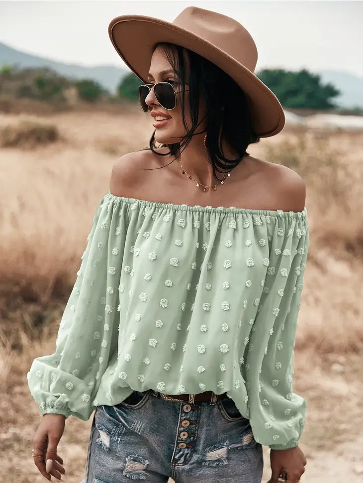 Off Shoulder Dotted Top