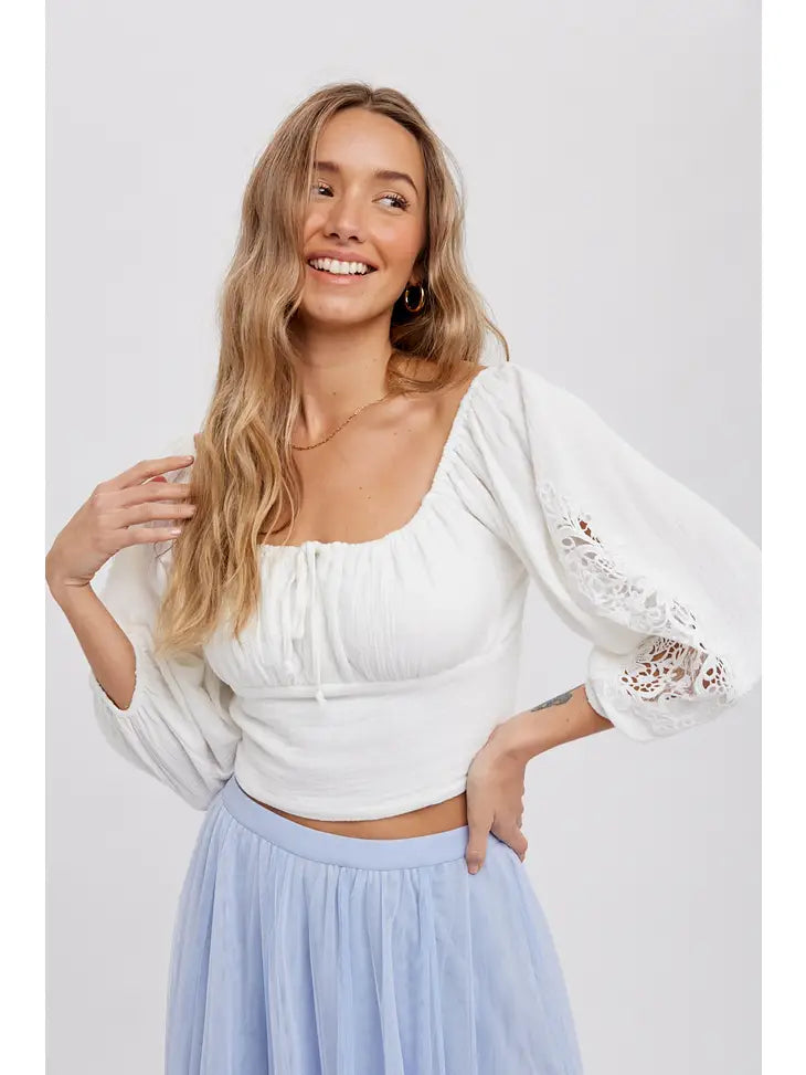 Square Neck Bubble Sleeve Top - KC Outfitter