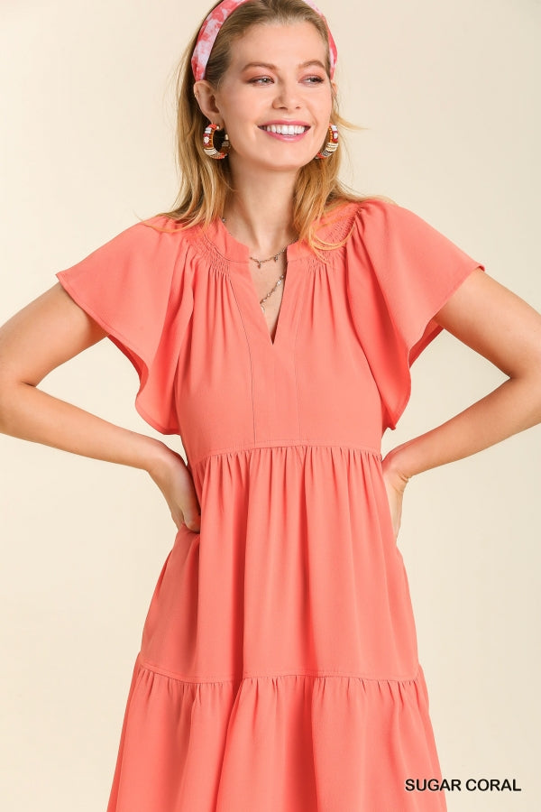 Sugar Coral Tiered Dress - KC Outfitter